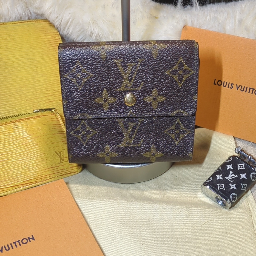 Louis Vuitton Brown Monogram Canvas Compact Wallet /Gold Accents NOW ONLY $399